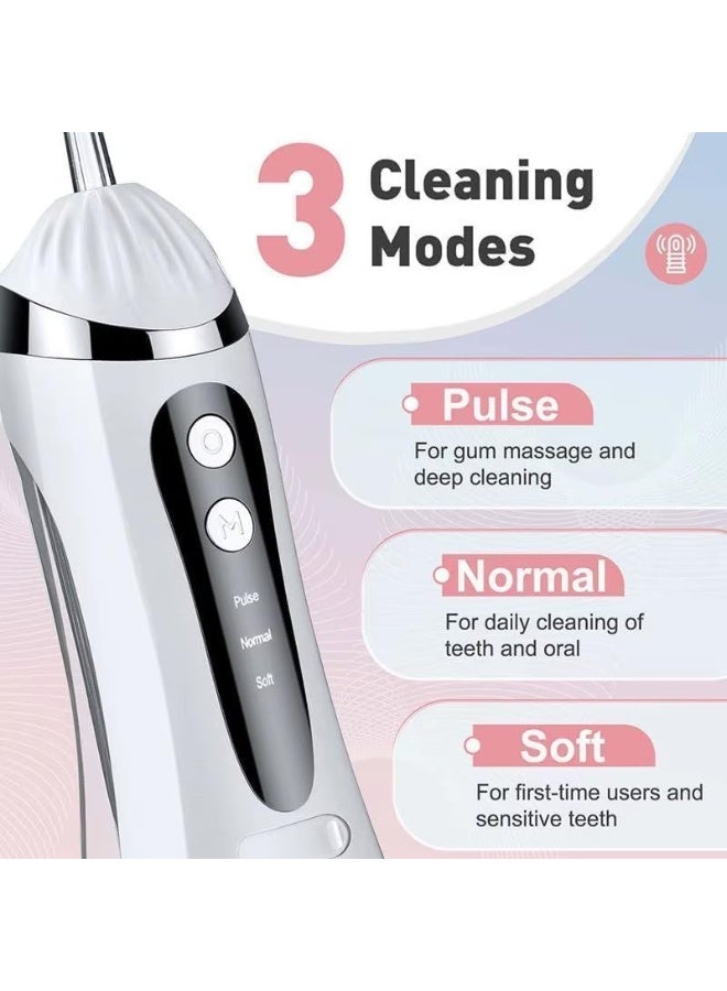 Portable water flosser, waterproof, 3 cleaning modes, easy to use, white - Image 2